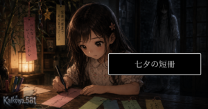 七夕の短冊に見知らぬ文字が書き加えられている様子を描いたアイキャッチ画像